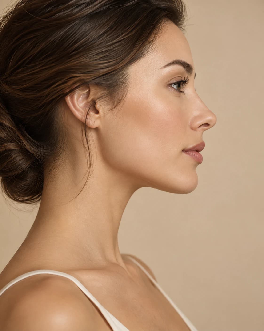 Chin Augmentation — a close study of the face in warm studio light