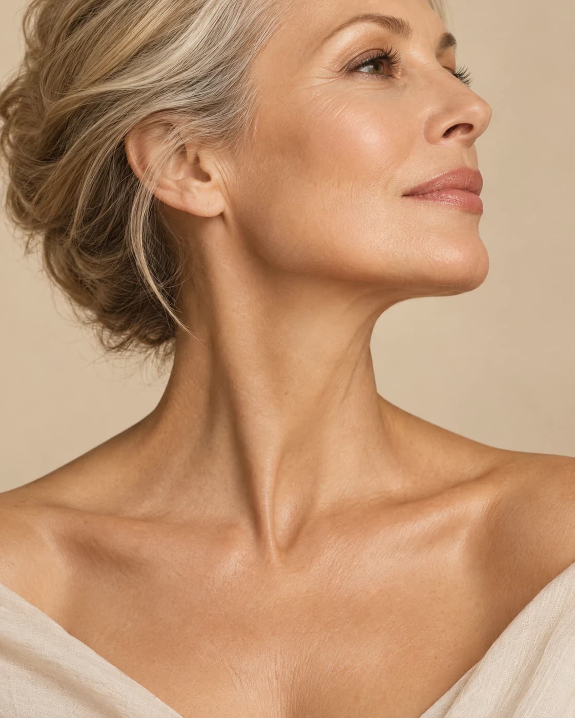 Neck Lift — a close study of the face in warm studio light