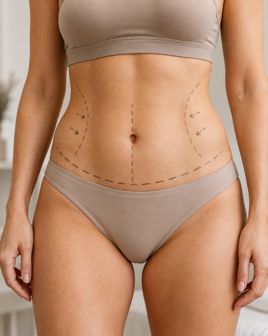 Tummy Tuck — a body contour in warm studio light
