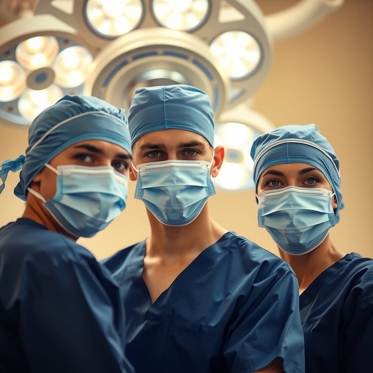 Plastic surgery team at work in a hospital operating theatre