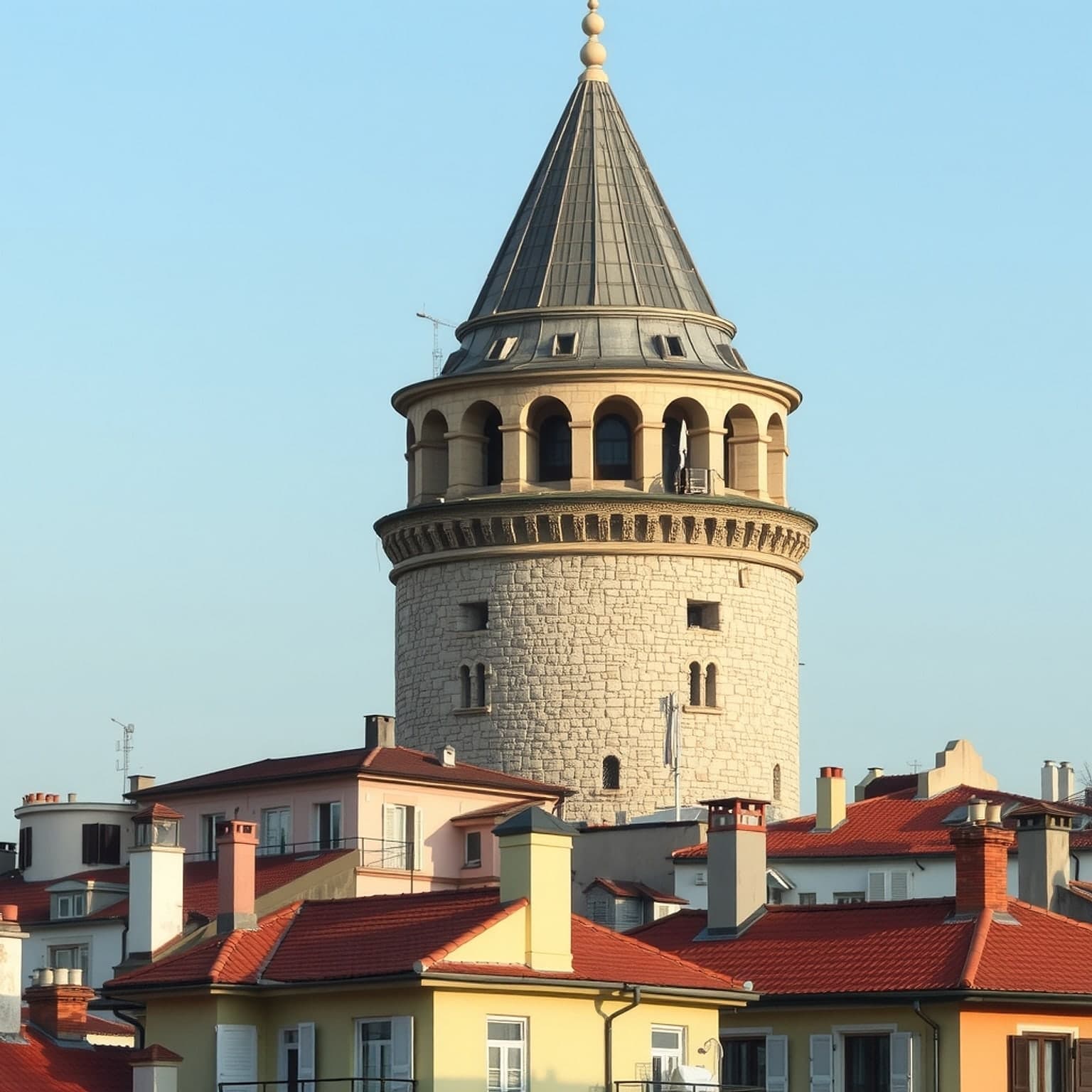 Galata Tower above the rooftops of Istanbul