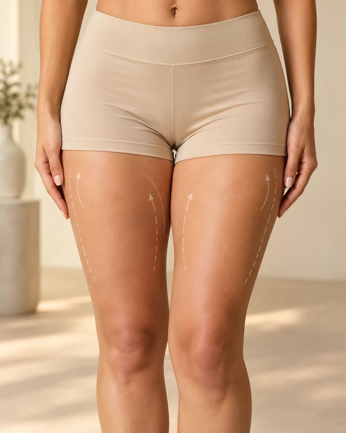Thigh Lift — a body contour in warm studio light